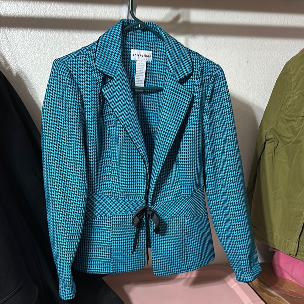Perceptions Women's Blue Houndstooth Blazer